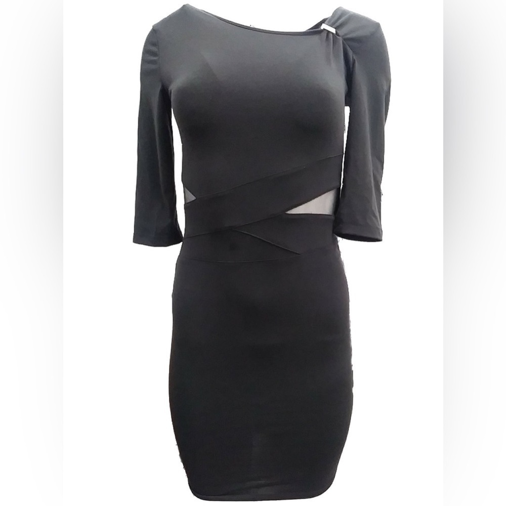 Black Opaque Pencil Body Con